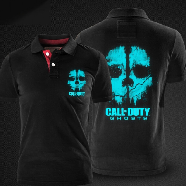 Luminous Call of Duty Ghosts Polo Shirts Black xxl Men Polo Tshirt