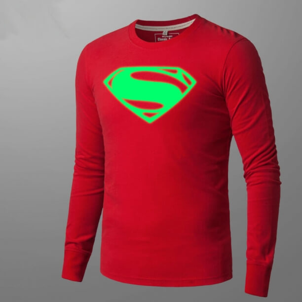 Luminous Superman Mens Long Sleeve T Shirt | WISHINY