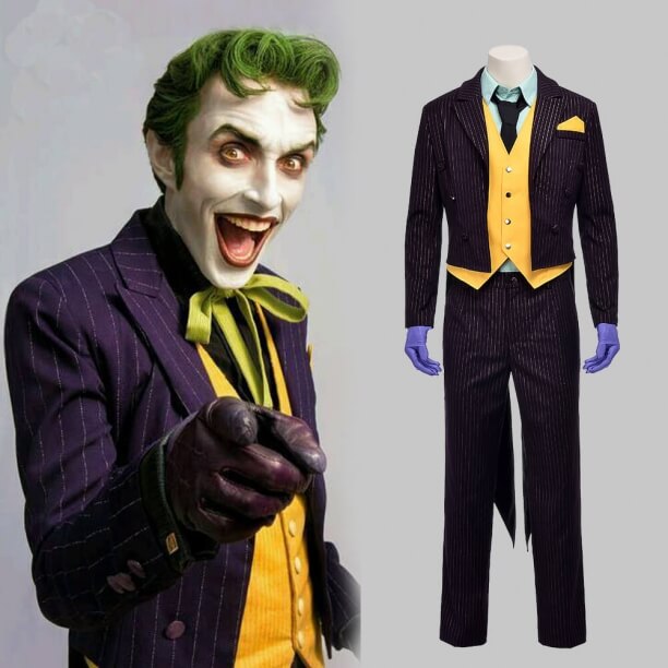 Quality Batman Joker Suit Arkham Asylum Joker Cosplay Costume