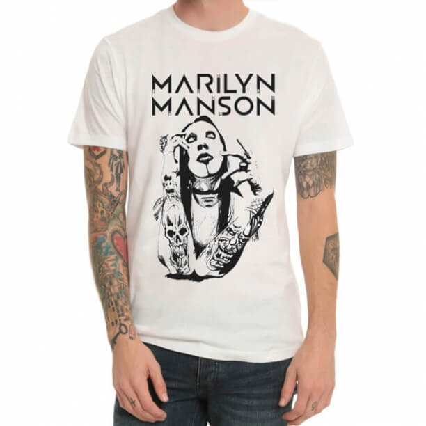 Marilyn Manson Tişört Rock Beyaz Tee