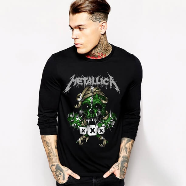 เสื้อ Metallica Green Skull T Shirt แขนยาว