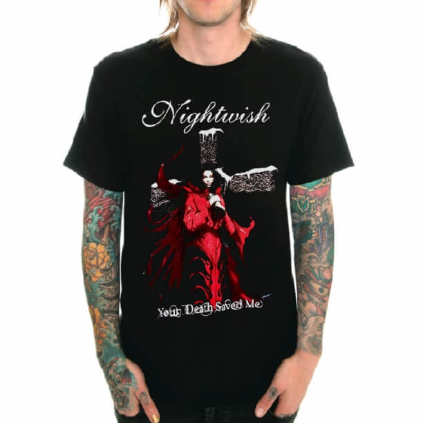 Nightwish Siyah Metal Erkek Tee Gömlek Serin