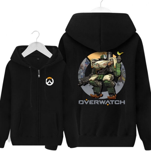 Overwatch Bastion hoodie for unge sorte Sweat shirt
