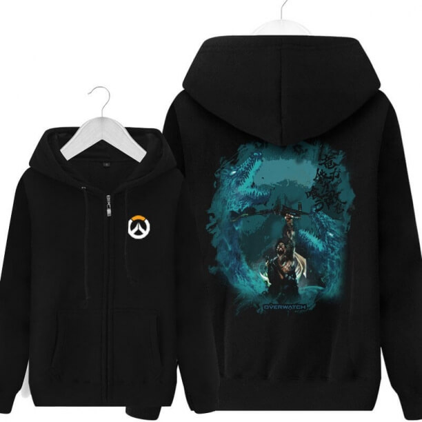 Hanzo kapüşonlu erkek siyah kapüşonlu Sweatshirt izle