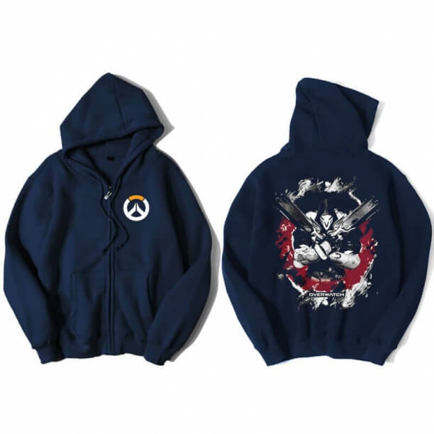 Overwatch Reaper Merch men đen Zipper Hoodie