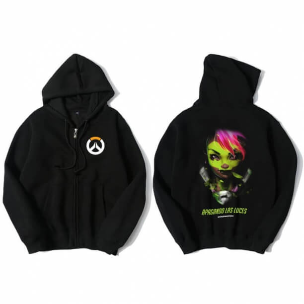 Overwatch Sombra Sweatshirt mens rits zwarte Hoody