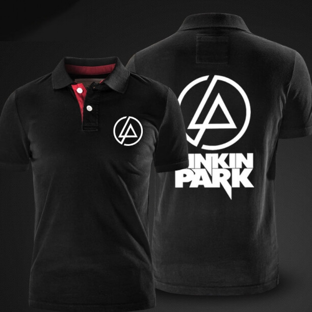 Qaulity Linkin Park Camisa polo negra para hombres