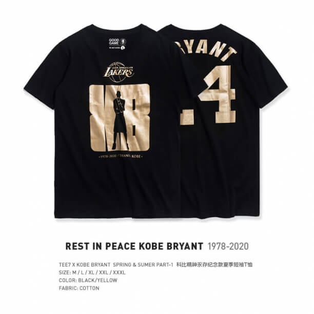 Kobe Bryant sort Mamba T-shirt i høj kvalitet