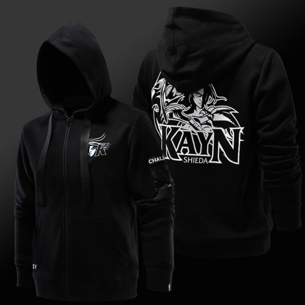 Chất lượng Liên minh huyền thoại LOL Kayn Hoodie Zip Up Áo nỉ đen