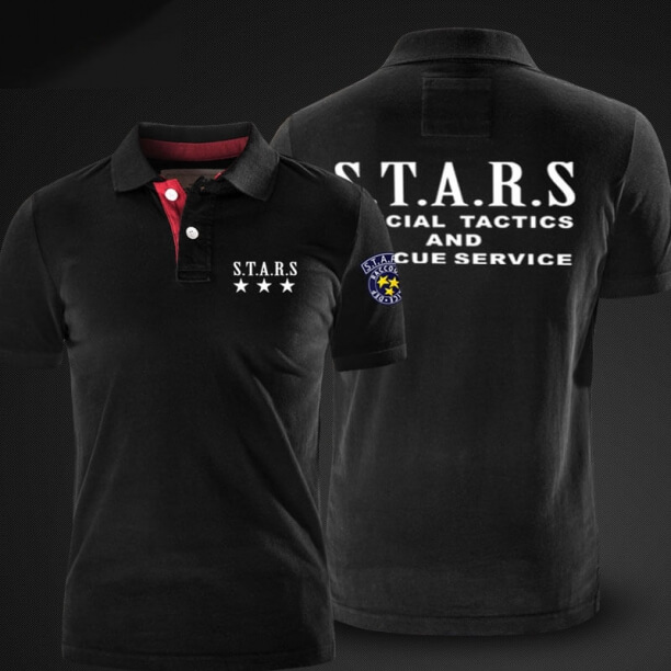 Quality Resident Evil Polo Stars Polo T Shirt Black Polo Shirts For Men