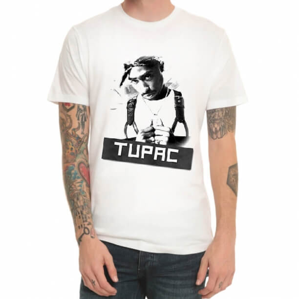 Kvalitet Tupac T-shirt Hip Hop Hvid Tee til Ungdom