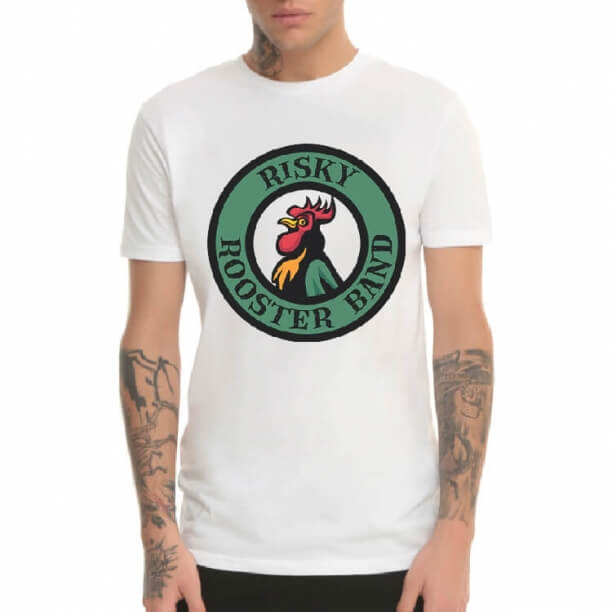 Rooster Band Rock T-Shirt White Heavy Metal Tee