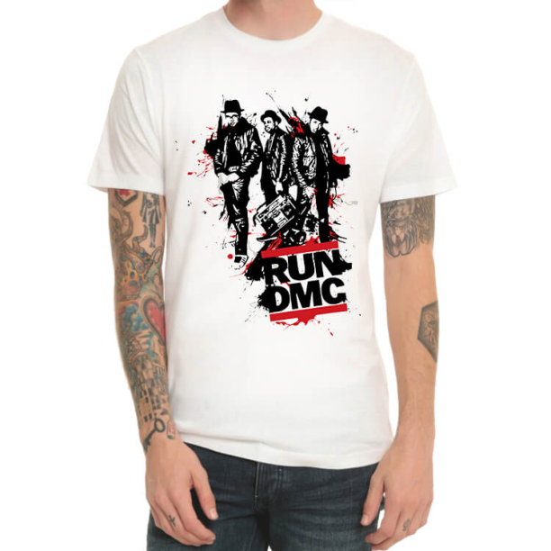 Run Dmc Band Rock T-Shirt White Hip-Hop 