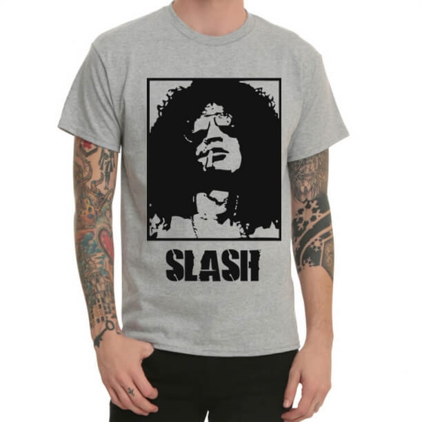 Maglietta Slash Guns N 'Roses Tee Heavy Metal Band grigia