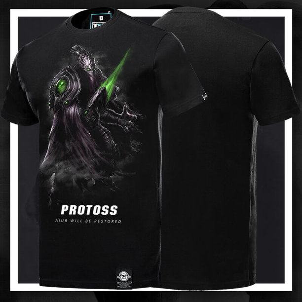 NR T-Shirt Uomo StarCraft Protoss Logo | Maglietta Nera In Cotone 100% | Vestibilità Casual Per Giocatori