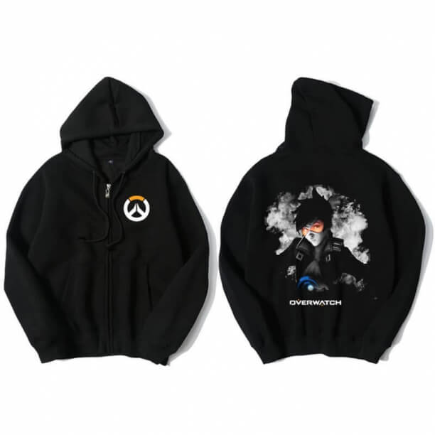 Tracer capuz Overwatch Black zip Mens vestuário