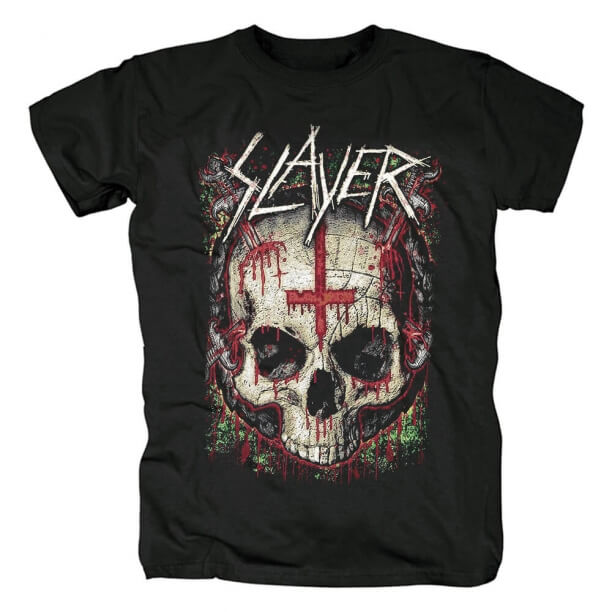 T-shirt con teschio di metallo band punk rock grafica Tees qualità Slayer Band