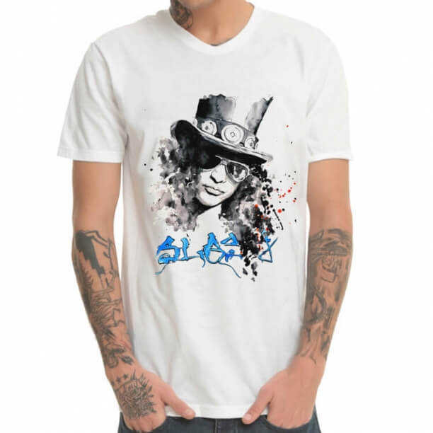 White Guns N' Roses Slash Heavy Metal Rock T-Shirt