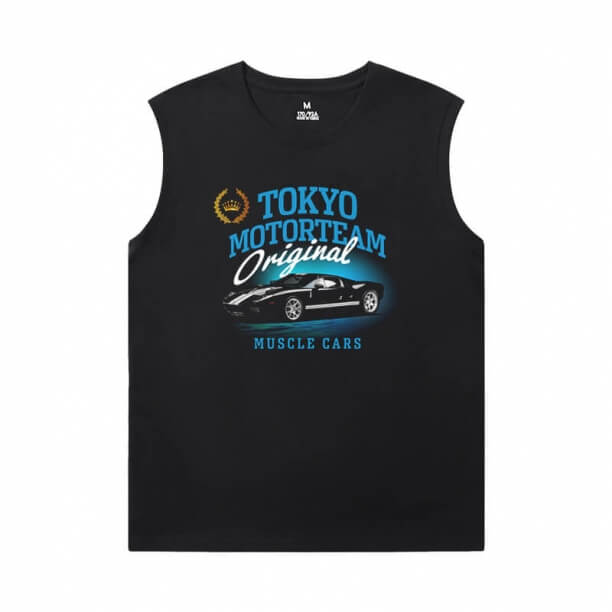 Racing Car Tee Shirt Motor de carro de algodão camiseta sem mangas masculino para academia