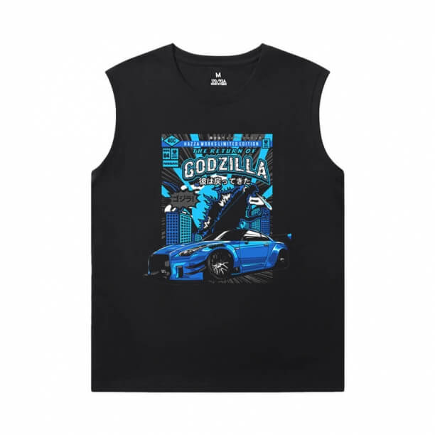 Racing Car Tee Katoen GTR Zwart Sleeveless T Shirt Mens