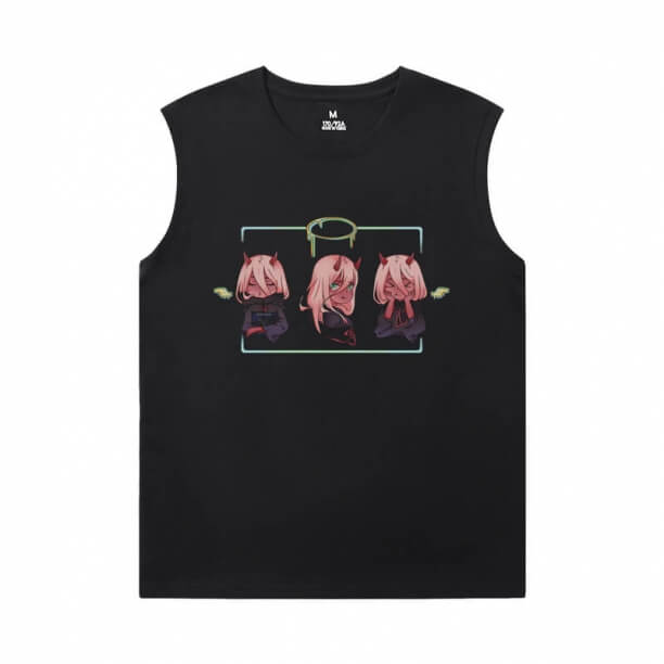 Darling In The Franxx Tee Vintage Anime Mens Camisas sem Mangas