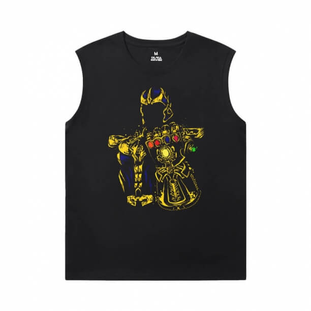 Thanos T-Shirts Marvel The Avengers Black Sleeveless Tshirt