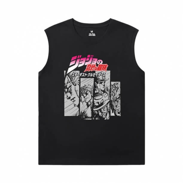 Vintage Anime Kujo Jotaro Tshirt JoJo's Bizarre Adventure Sleeveless Shirts Mens