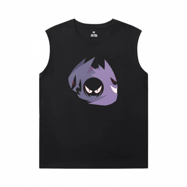 เสื้อทีเชิ้ตโปเกมอนคุณภาพเสื้อยืดแขนกุด Gengar สําหรับวิ่ง