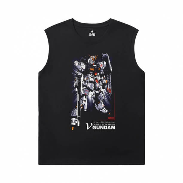 เสื้อยืดคอกลมแขนกุด Gundam เสื้อยืดอนิเมะวินเทจ