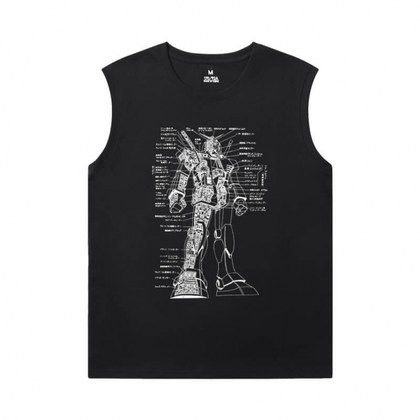 Gundam Negru Sleeveless T Shirt Hot Topic Anime Tee