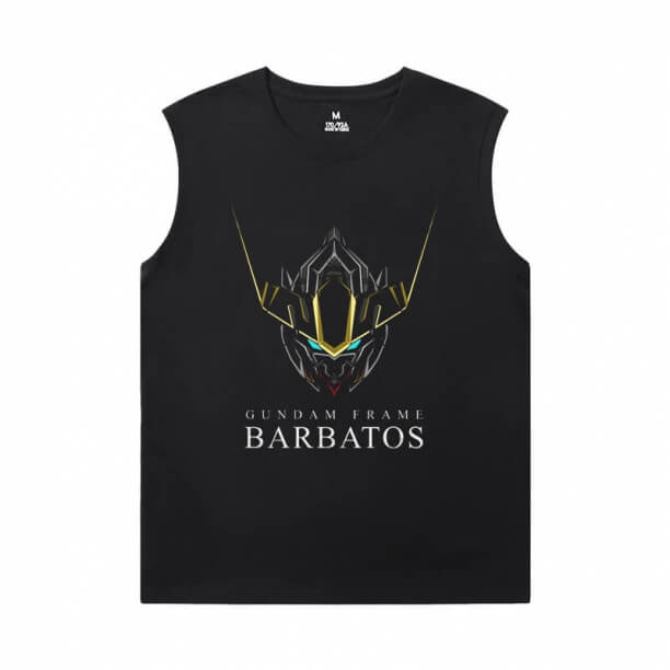 Japanese Anime Shirts Gundam Black Sleeveless T Shirt Mens