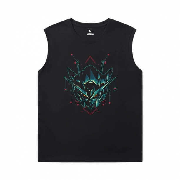 Chủ đề nóng Anime Tshirts Gundam Đen Sleeveless Tshirt