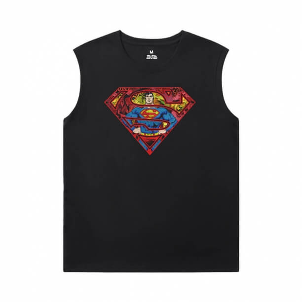 Camisetas sem mangas do Super-Homem, camisetas de algodão da Liga da Justiça Tees de Super-Herói