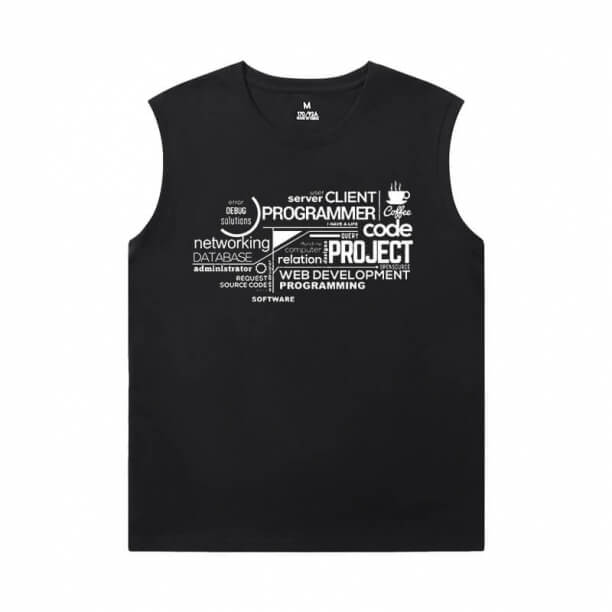 Geek Programmer Black Sleeveless Tshirt Personalised T-Shirt