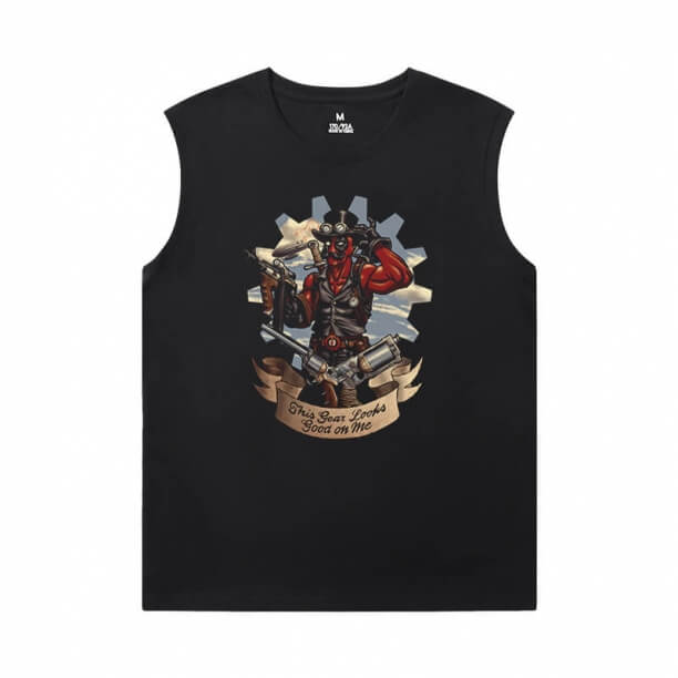 Deadpool Sleeveless T Shirt Đối với phòng tập thể dục Marvel Tees