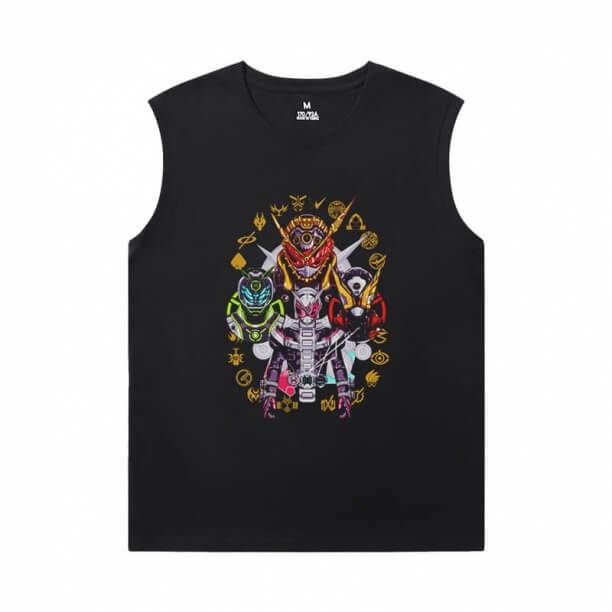 Masked Rider Sleeveless Shirts Mens Vintage Anime Tee Shirt