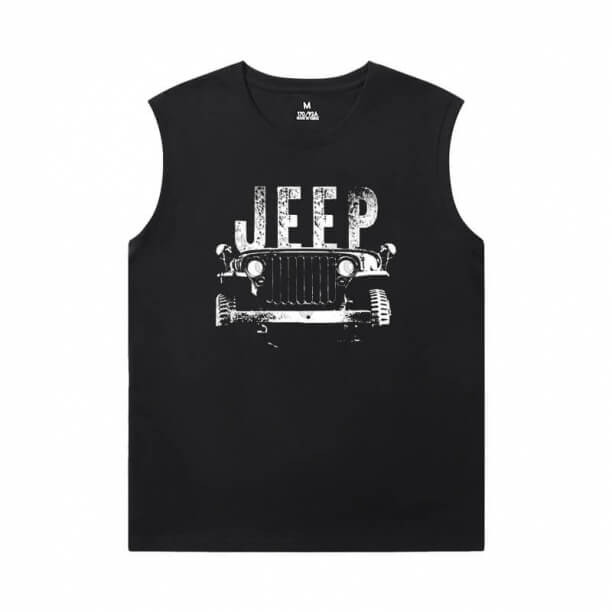 Auto čierne tričko bez rukávov Cool Jeep tričko