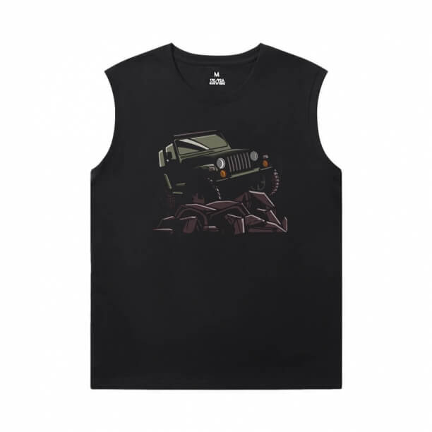 T-shirts de voiture Personnalisé Jeep Black Sleeveless Shirt Hommes