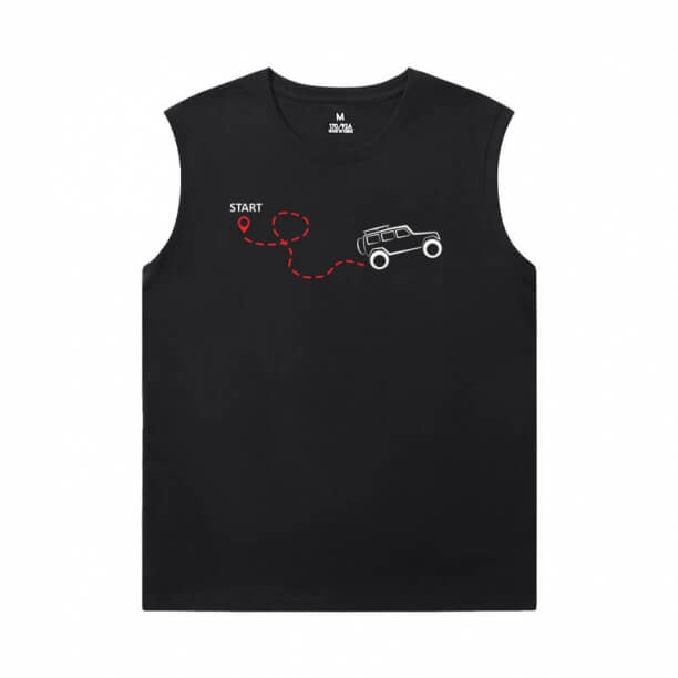 Carro de corrida estampado camisetas sem mangas para a camisa do Jeep XXL Masculino