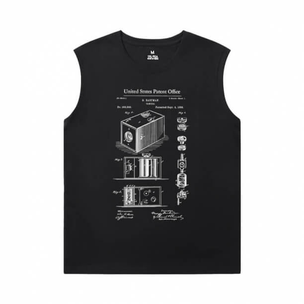 Camiseta do fotógrafo algodão sem mangas para homens