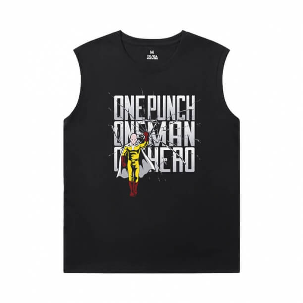 One Punch Man Sleeveless T Shirt Black Japanese Anime T-Shirts