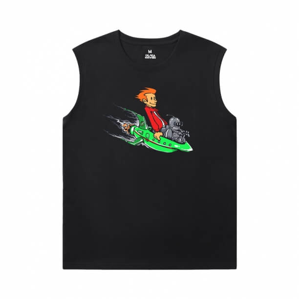 Camisas legais American Anime Futurama Camiseta sem Mangas Preta