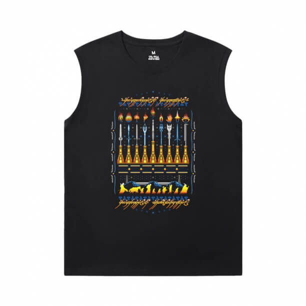 Cotton Shirts The Lord of the Rings Black Sleeveless Shirt Men