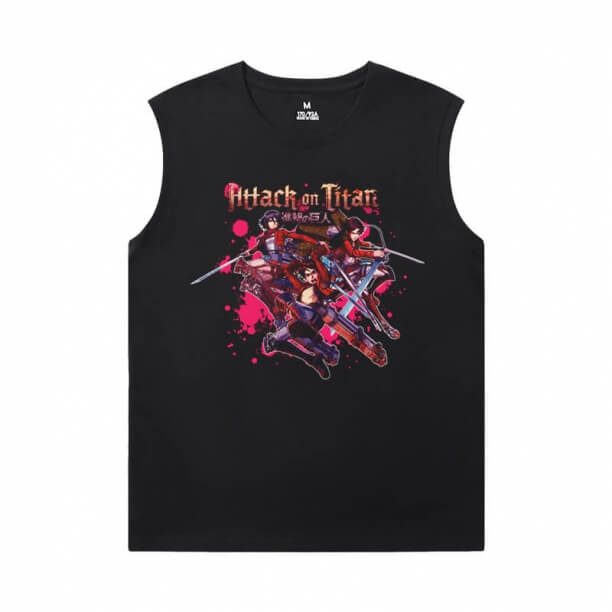 Ataque em Titan Cool Sleeveless Camisetas Vintage Anime Tee Shirt