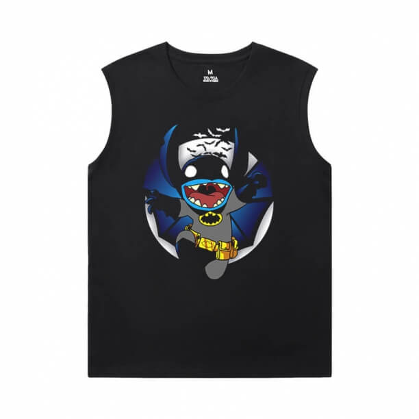 Camisas de algodão Lilo Stitch Camisetas Estampadas Sem Mangas Mens