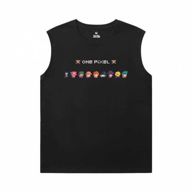 Anime One Piece Black Sleeveless Shirt Men Cool T-Shirt