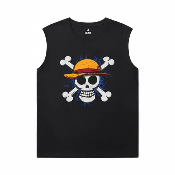 Anime One Piece Tee Cotton Mens Sleeveless T Shirts
