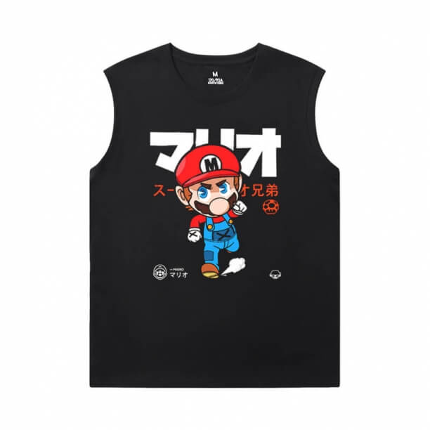 Cool Tshirts Mario Black Sleeveless T Shirt Mens