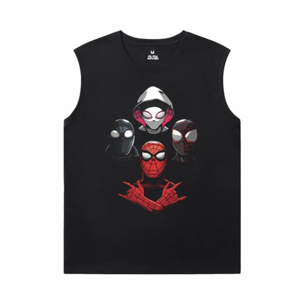 Le magliette avengers Marvel Spiderman t shirt nera senza maniche Mens