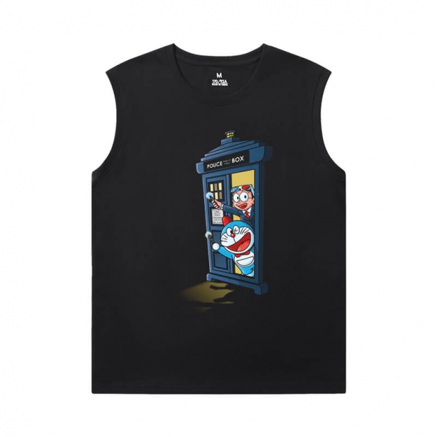 Doraemon Sleeveless Shirts Mens Chất lượng Cat Tee Shirt